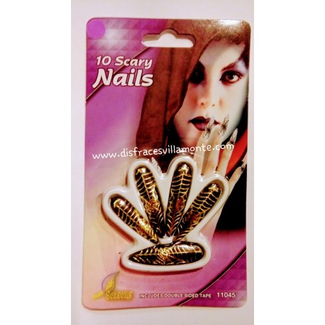 Uñas color Negro y telas de araña con dorado