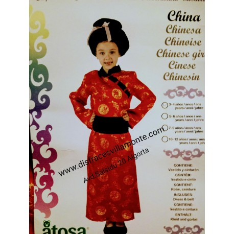 Disfraz China,talla 3-4 años
