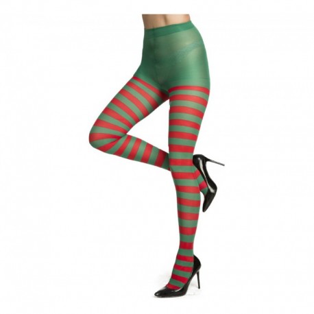 Medias Panty,rayas rojas y verde..talla única
