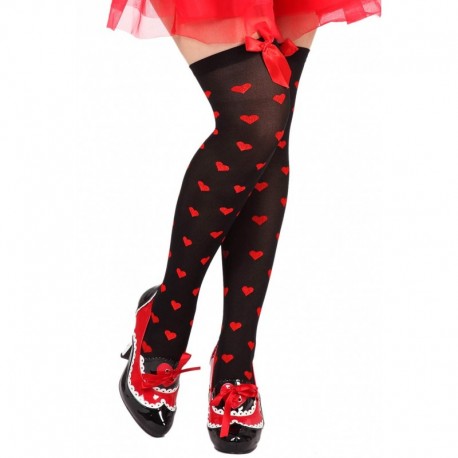 Medias de Liga  de Corazones,negra y roja