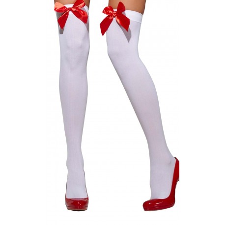 Medias de Liga,  Blancas con lazo rojo