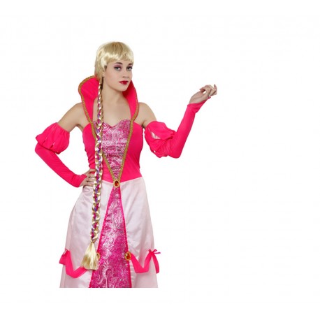 peluca Rubia flequillo y Trenza Larga.Rapunzel 