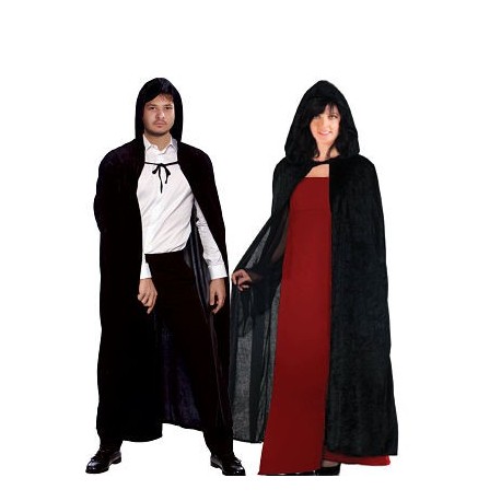 Capa con Capucha terciopelo negro...Unisex,Adulto