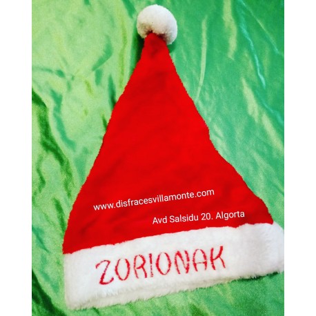 Gorro Papa Noel o Mama Noel.Navidad.Zorionak