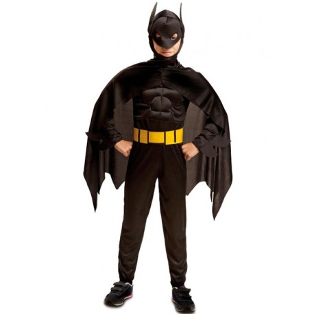 Disfraz Batman o Black Man ,superheroe-musculado,talla 3-4