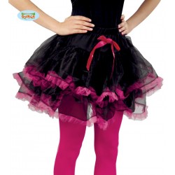 Tutú negro con bordes rosas.