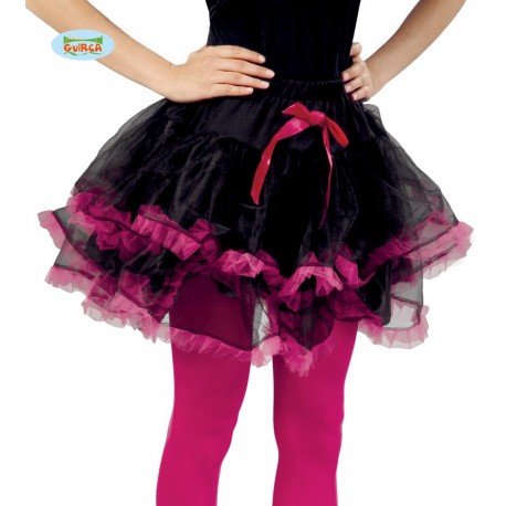 Tutú negro con bordes rosas.