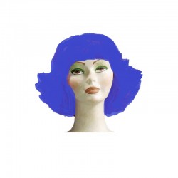 Peluca Samantha Azul, Con Flequillo.