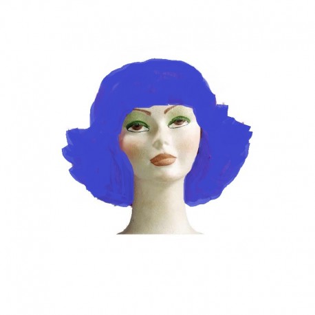 Peluca Samantha Azul, Con Flequillo.