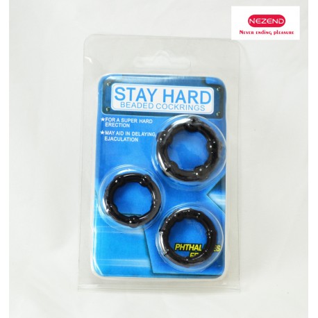 3 anillos negros para el pene con cuentas